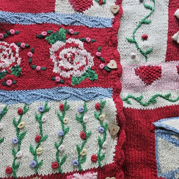 Vintage Eagle's Eye Red Valentine's Day Knit Ugly Sweater - Picture 7 of 16